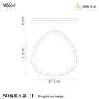 M8634 Niseko II Triangular LED Flush Ceiling Light 61cm Remote Control Black