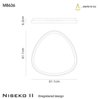 M8636 Niseko II Triangular LED Flush Ceiling Light 61cm Remote Control Wood