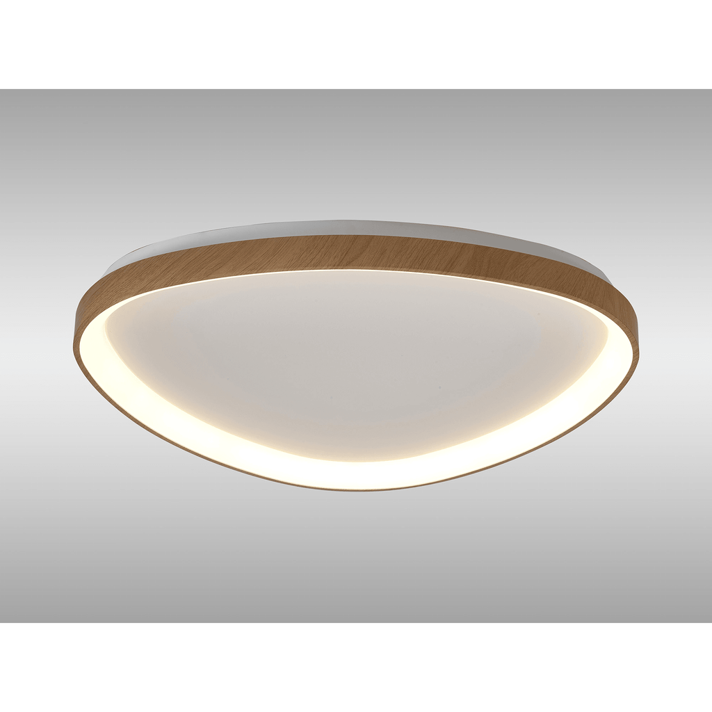 M8636 Niseko II Triangular LED Flush Ceiling Light 61cm Remote Control Wood