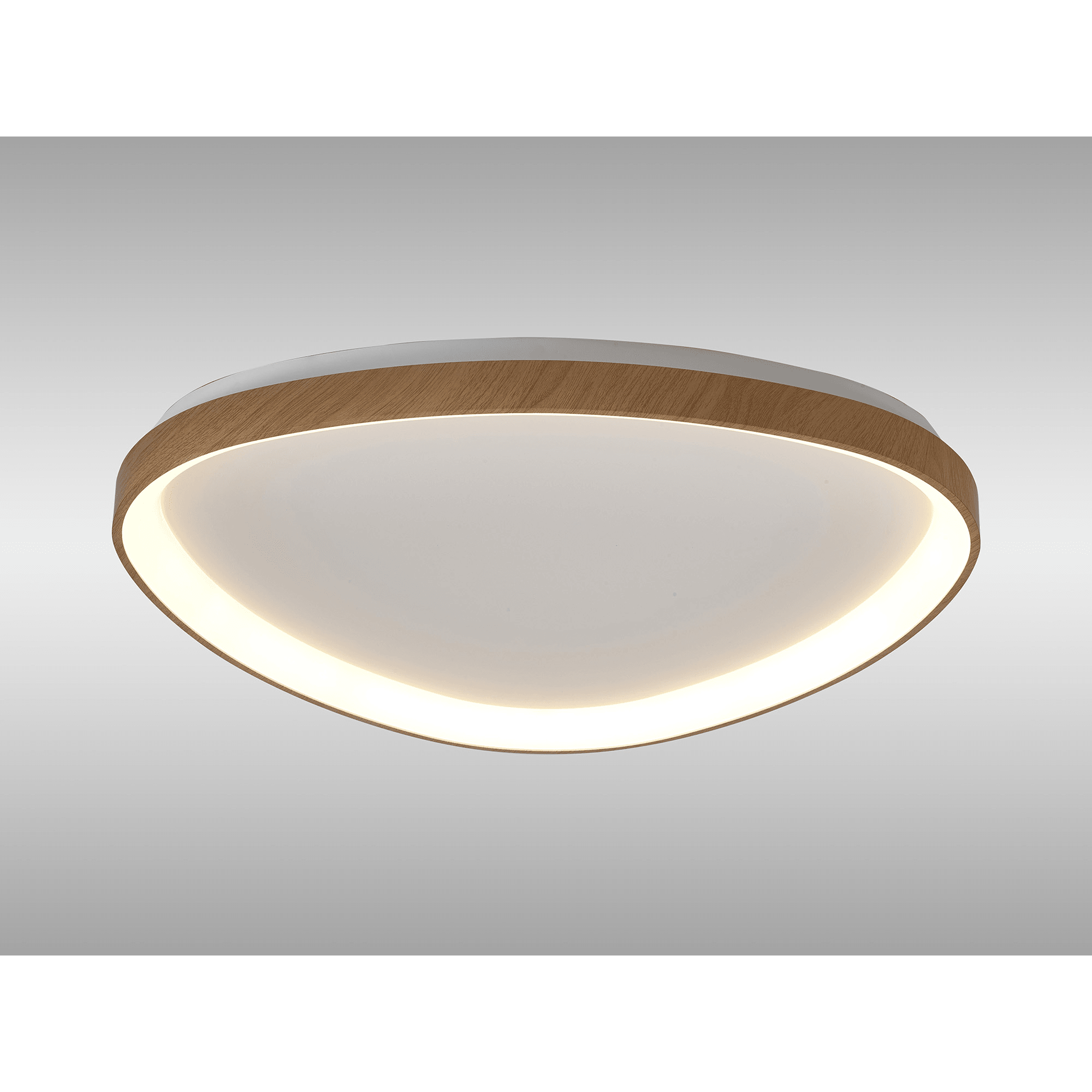 M8636 Niseko II Triangular LED Flush Ceiling Light 61cm Remote Control Wood