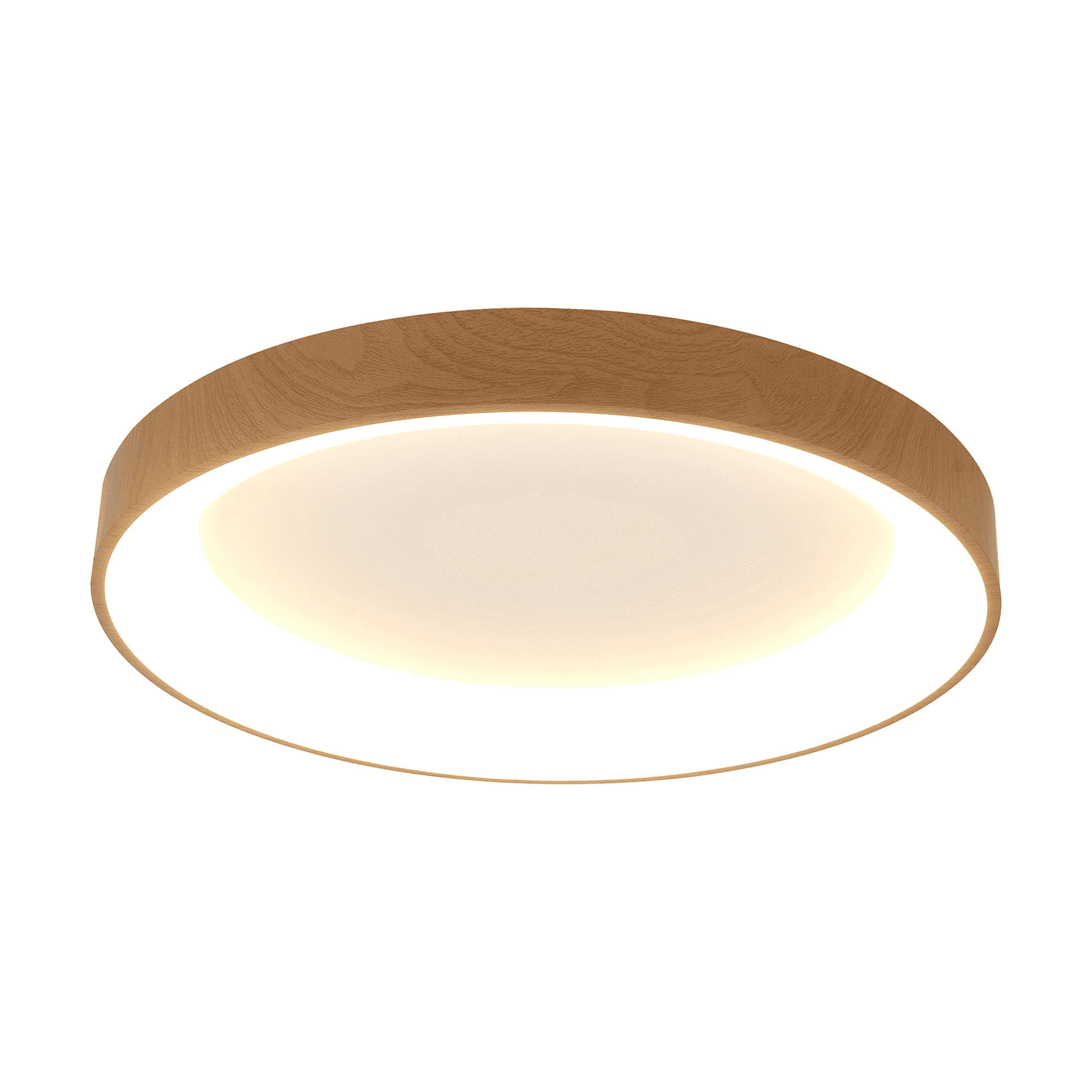 M8586 Niseko II Ring LED Flush Ceiling Light 65cm Remote Control Wood