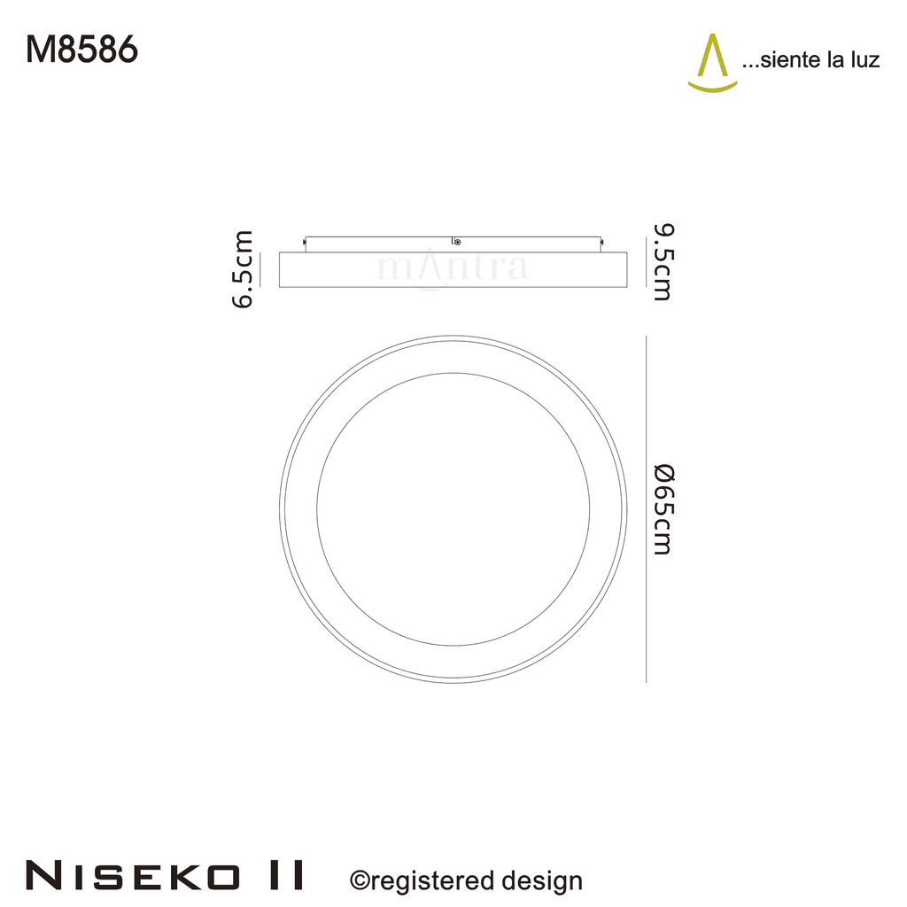 M8586 Niseko II Ring LED Flush Ceiling Light 65cm Remote Control Wood