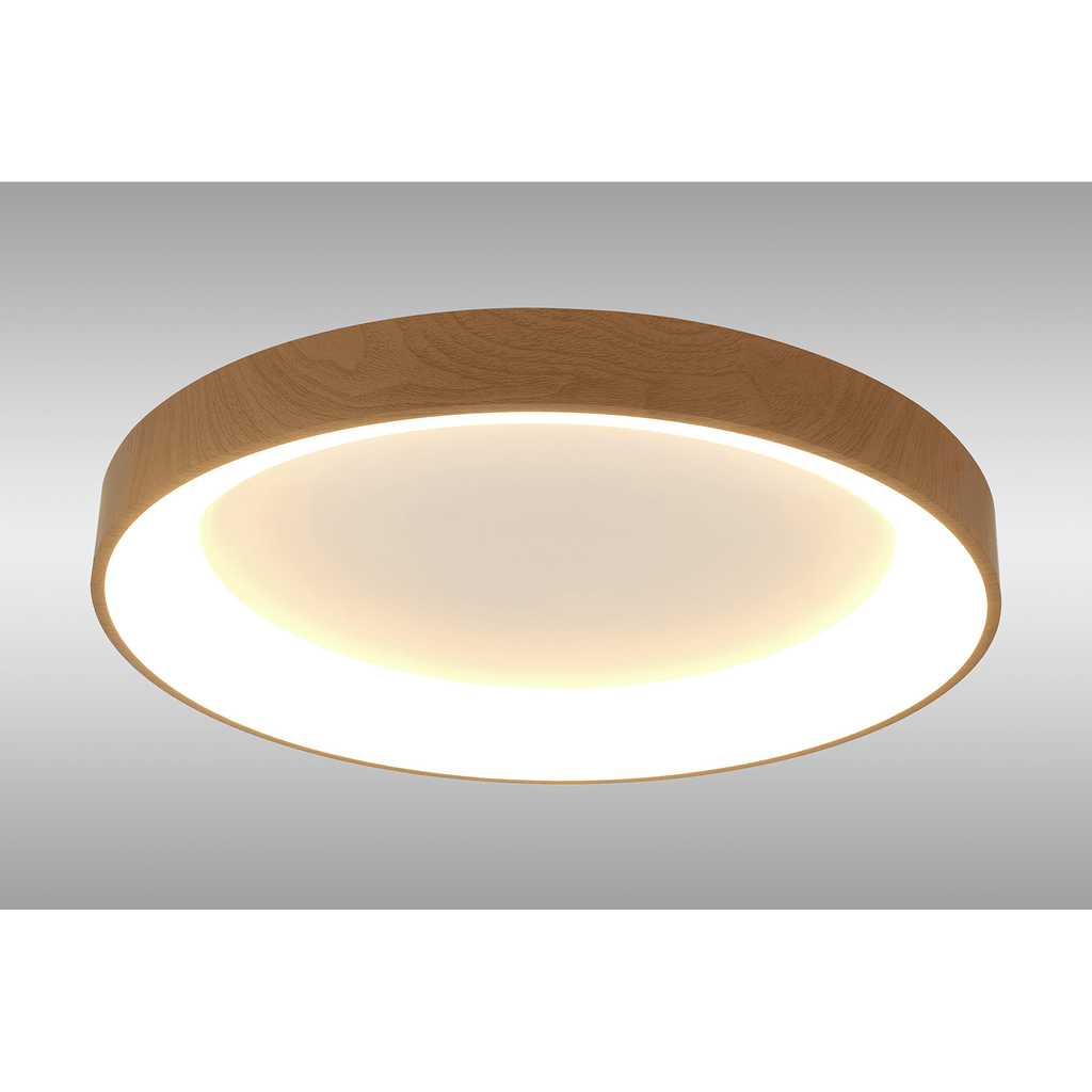 M8586 Niseko II Ring LED Flush Ceiling Light 65cm Remote Control Wood