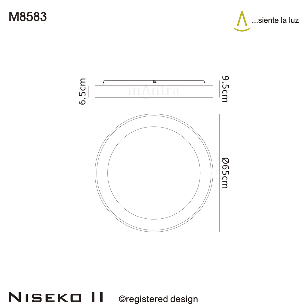 M8583 Niseko II Ring LED Flush Ceiling Light 65cm Remote Control Gold