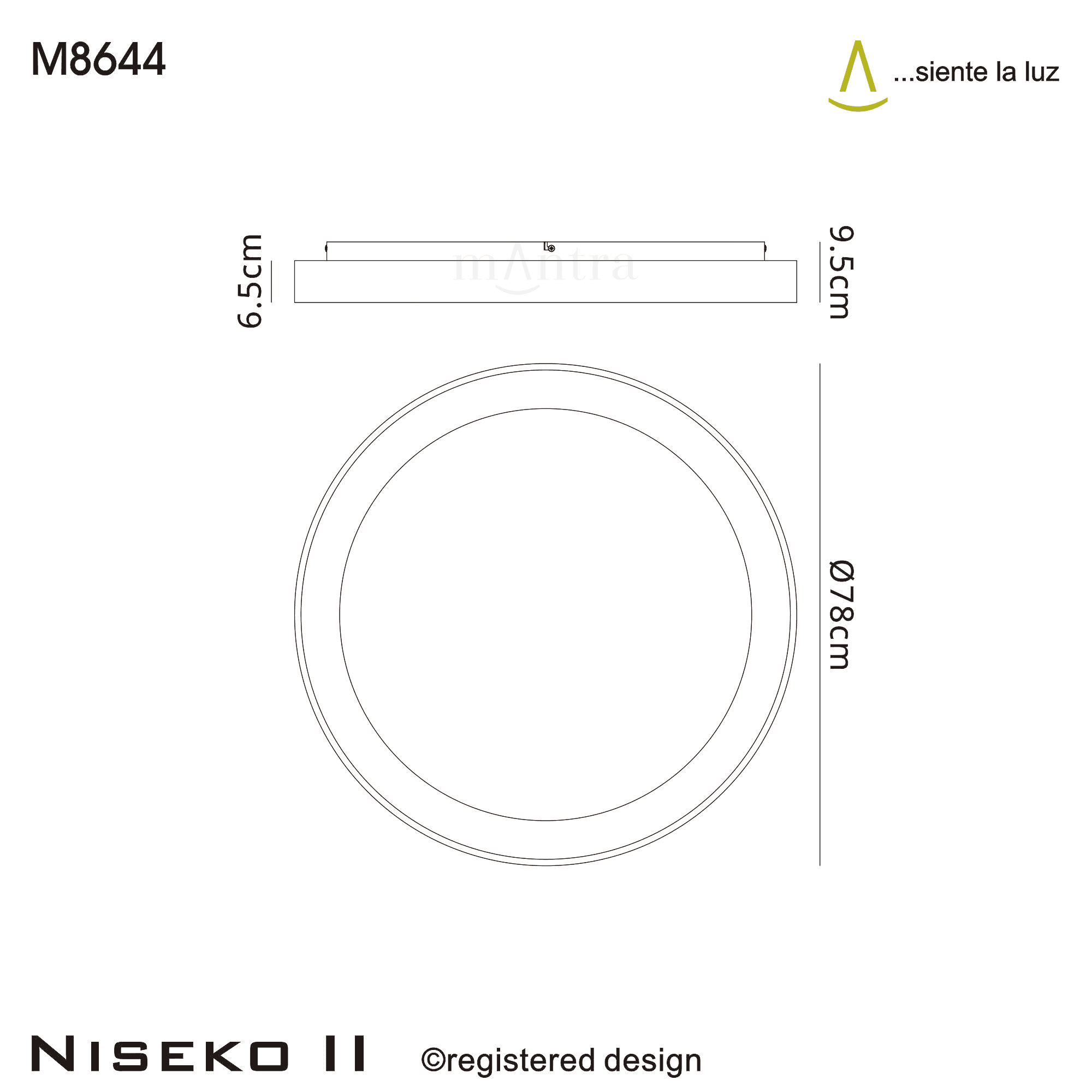 M8644 Niseko II Ring LED Flush Ceiling Light 78cm Remote Control Wood