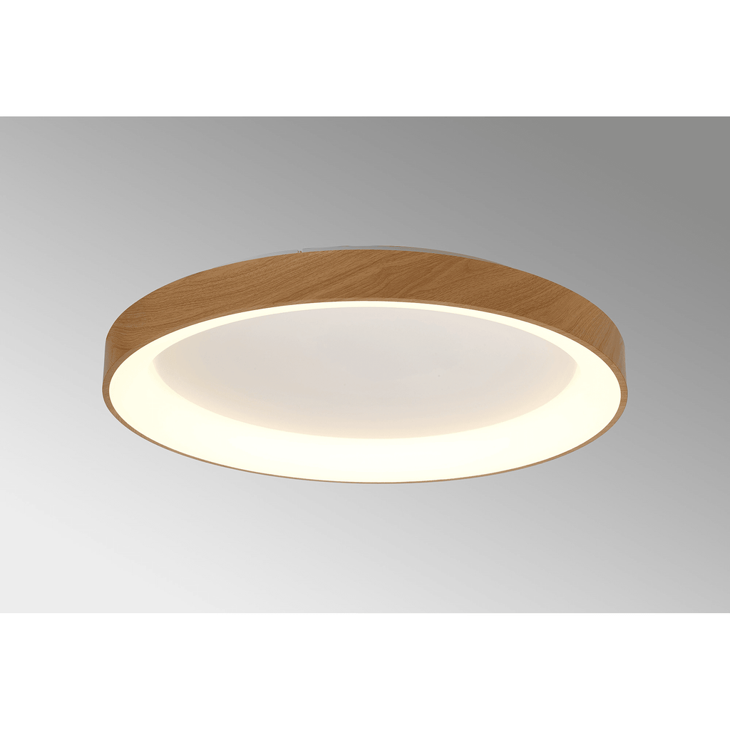 M8644 Niseko II Ring LED Flush Ceiling Light 78cm Remote Control Wood