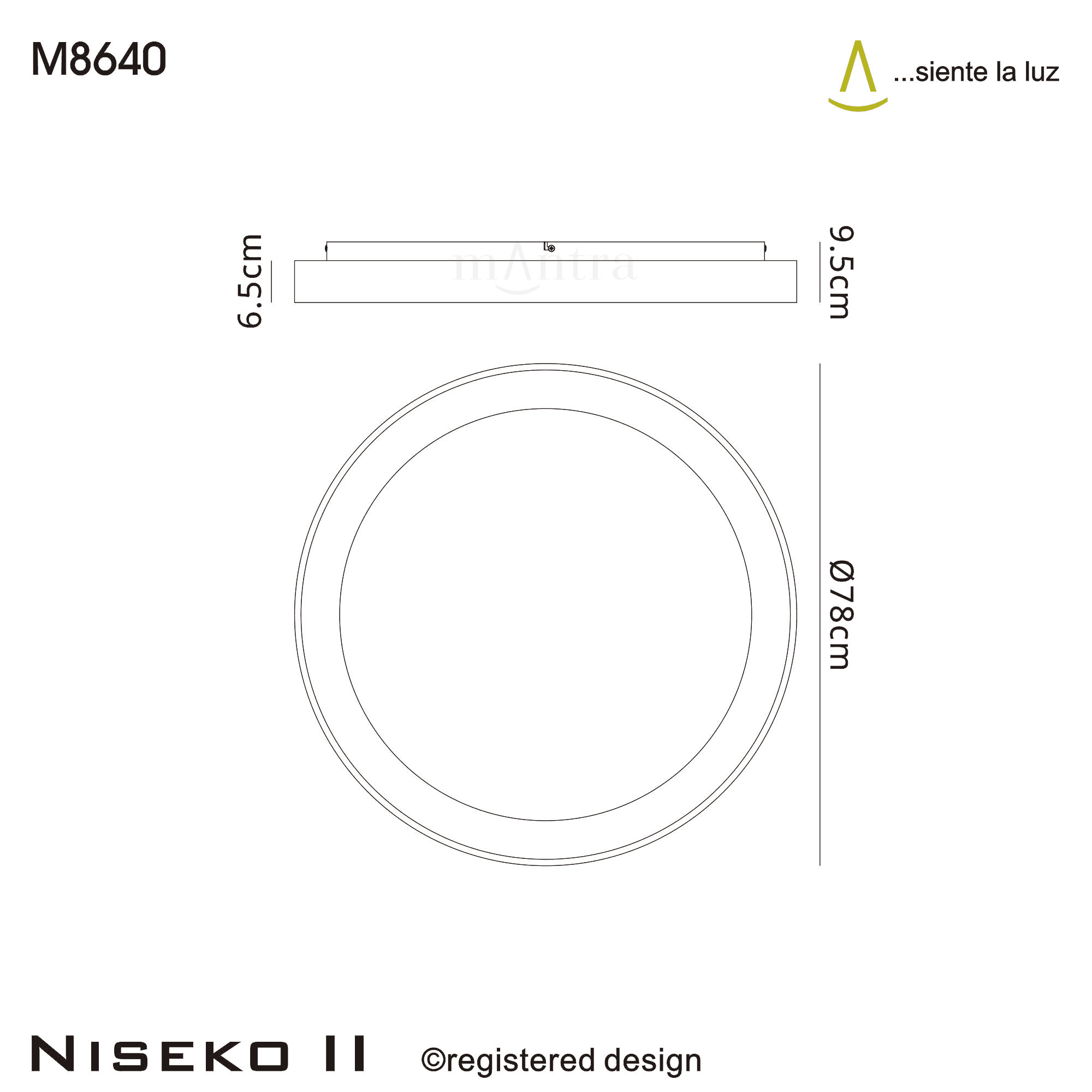 M8640 Niseko II Ring LED Flush Ceiling Light 78cm Remote Control Black