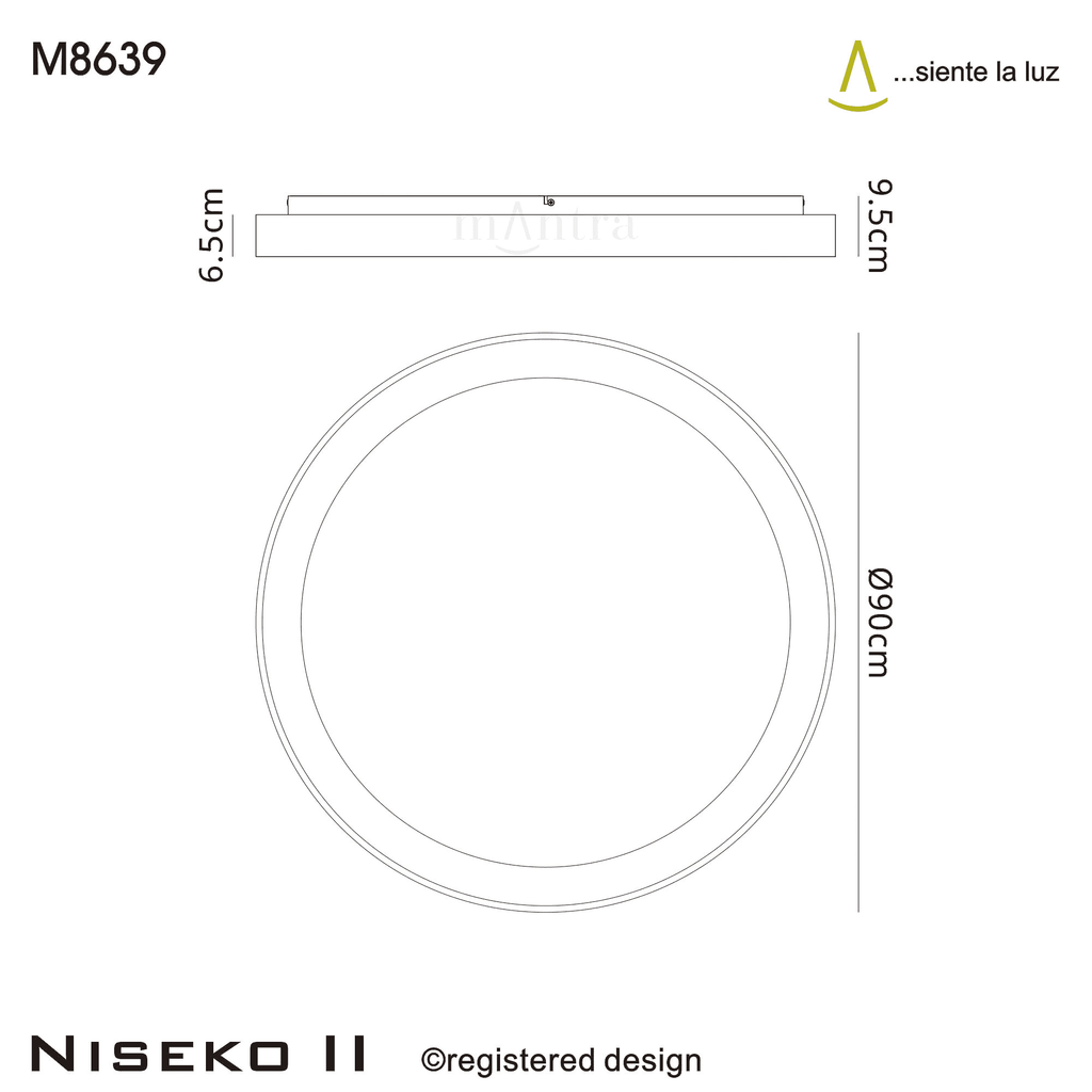 M8639 Niseko II Ring LED Flush Ceiling Light 90cm Remote Control Black