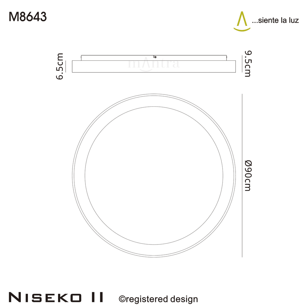 M8643 Niseko II Ring LED Flush Ceiling Light 90cm Remote Control Wood