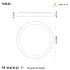 M8643 Niseko II Ring LED Flush Ceiling Light 90cm Remote Control Wood