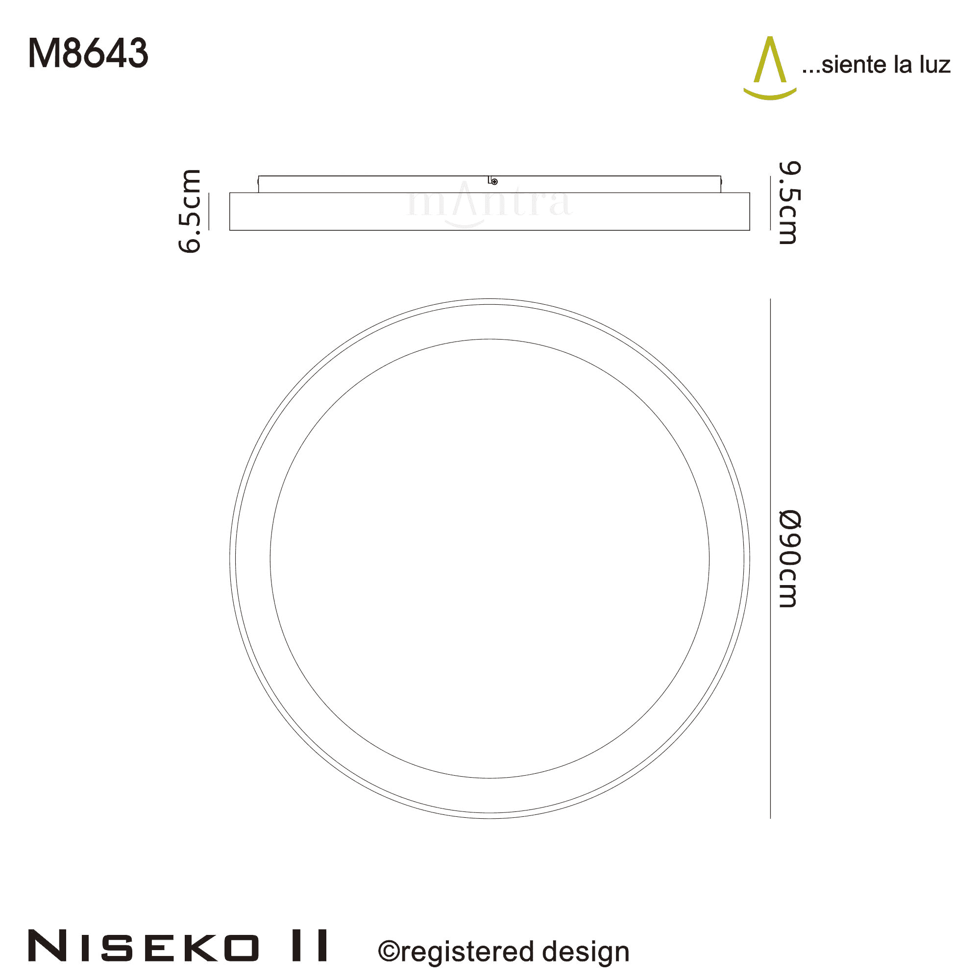 M8643 Niseko II Ring LED Flush Ceiling Light 90cm Remote Control Wood