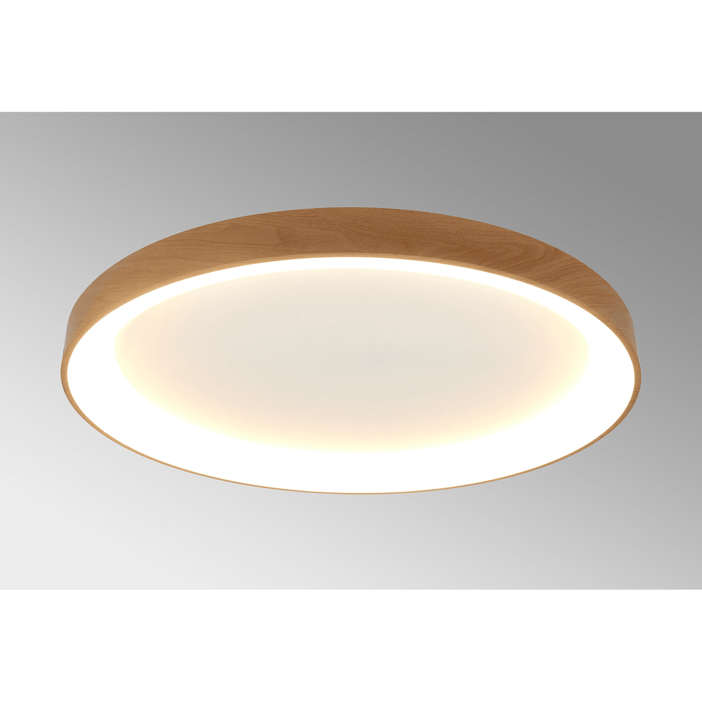M8643 Niseko II Ring LED Flush Ceiling Light 90cm Remote Control Wood