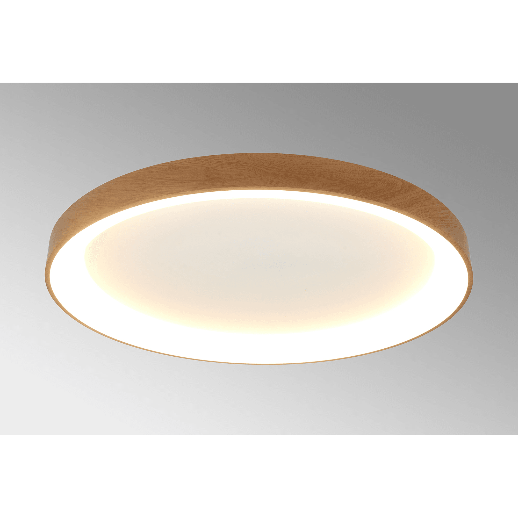 M8643 Niseko II Ring LED Flush Ceiling Light 90cm Remote Control Wood