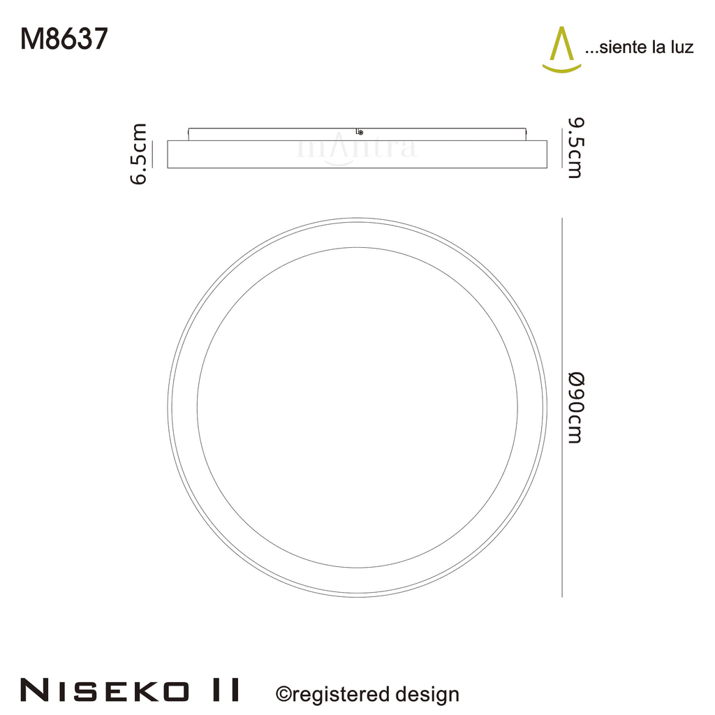 M8637 Niseko II Ring LED Flush Ceiling Light 90cm Remote Control White