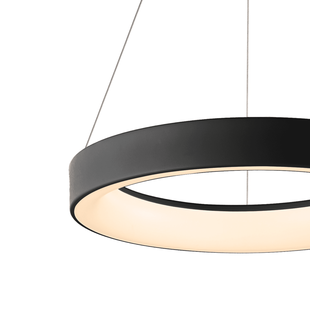 M8626 Niseko II Ring LED Pendant 38cm Remote Control Black