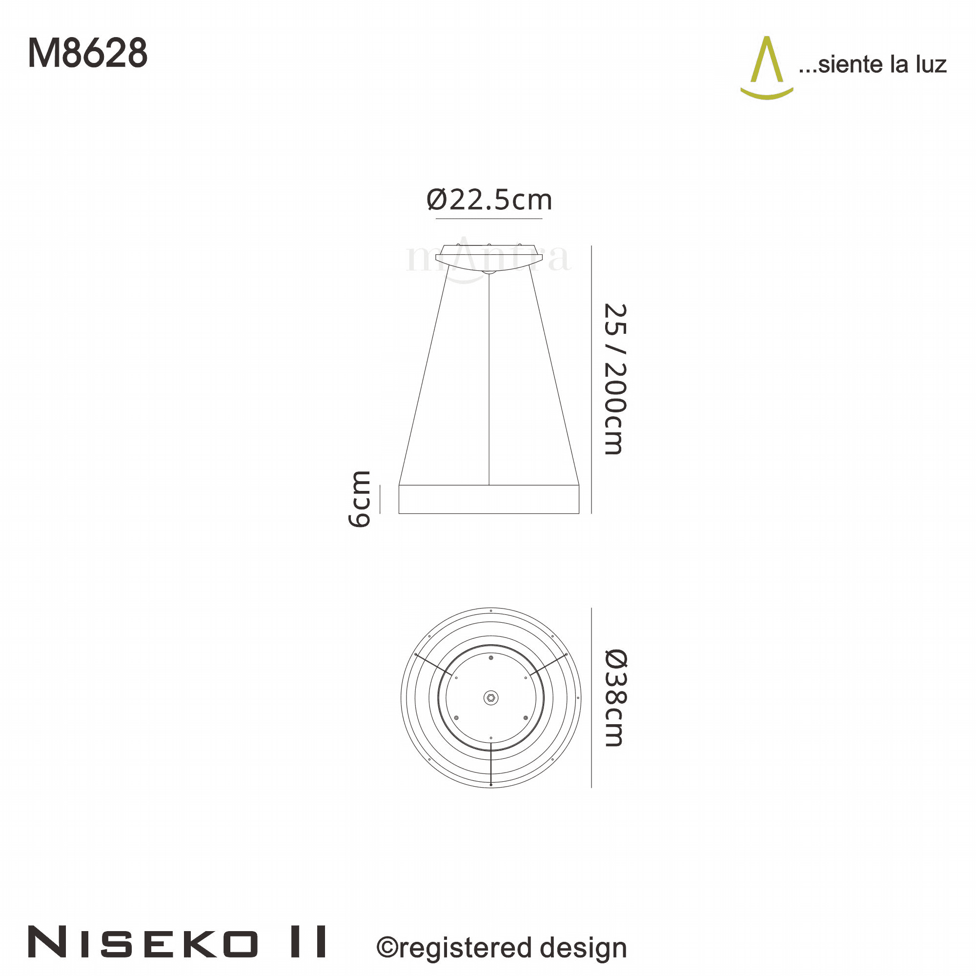 M8628 Niseko II Ring LED Pendant 38cm Remote Control Wood