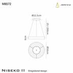 M8572 Niseko II Ring LED Pendant 50cm Remote Control Black