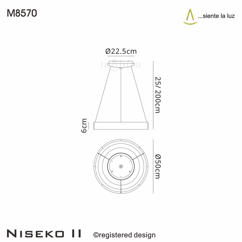 M8570 Niseko II Ring LED Pendant 50cm Remote Control White