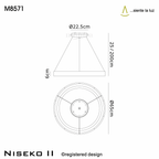 M8571 Niseko II Ring LED Pendant 65cm Remote Control Black
