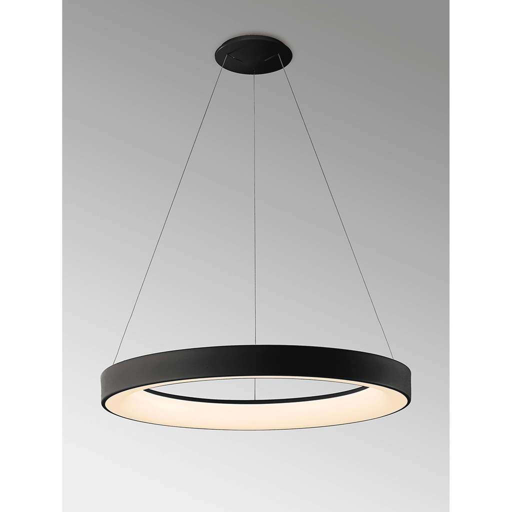 M8571 Niseko II Ring LED Pendant 65cm Remote Control Black