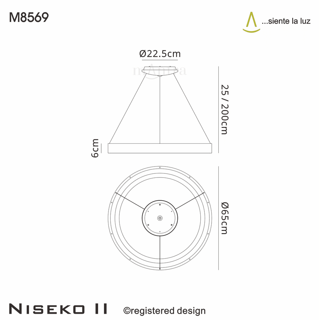 M8569 Niseko II Ring LED Pendant 65cm Remote Control White