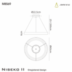 M8569 Niseko II Ring LED Pendant 65cm Remote Control White
