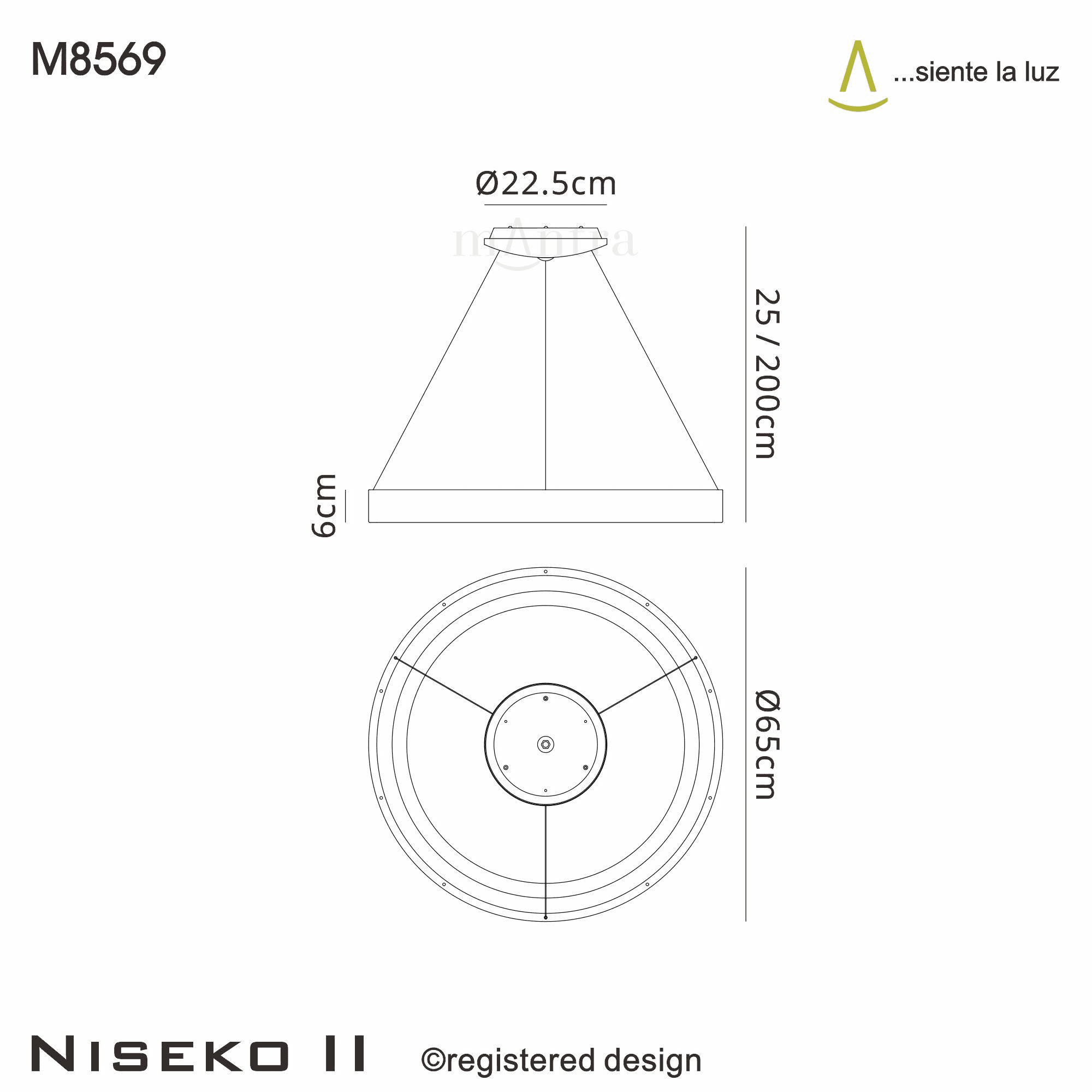 M8569 Niseko II Ring LED Pendant 65cm Remote Control White