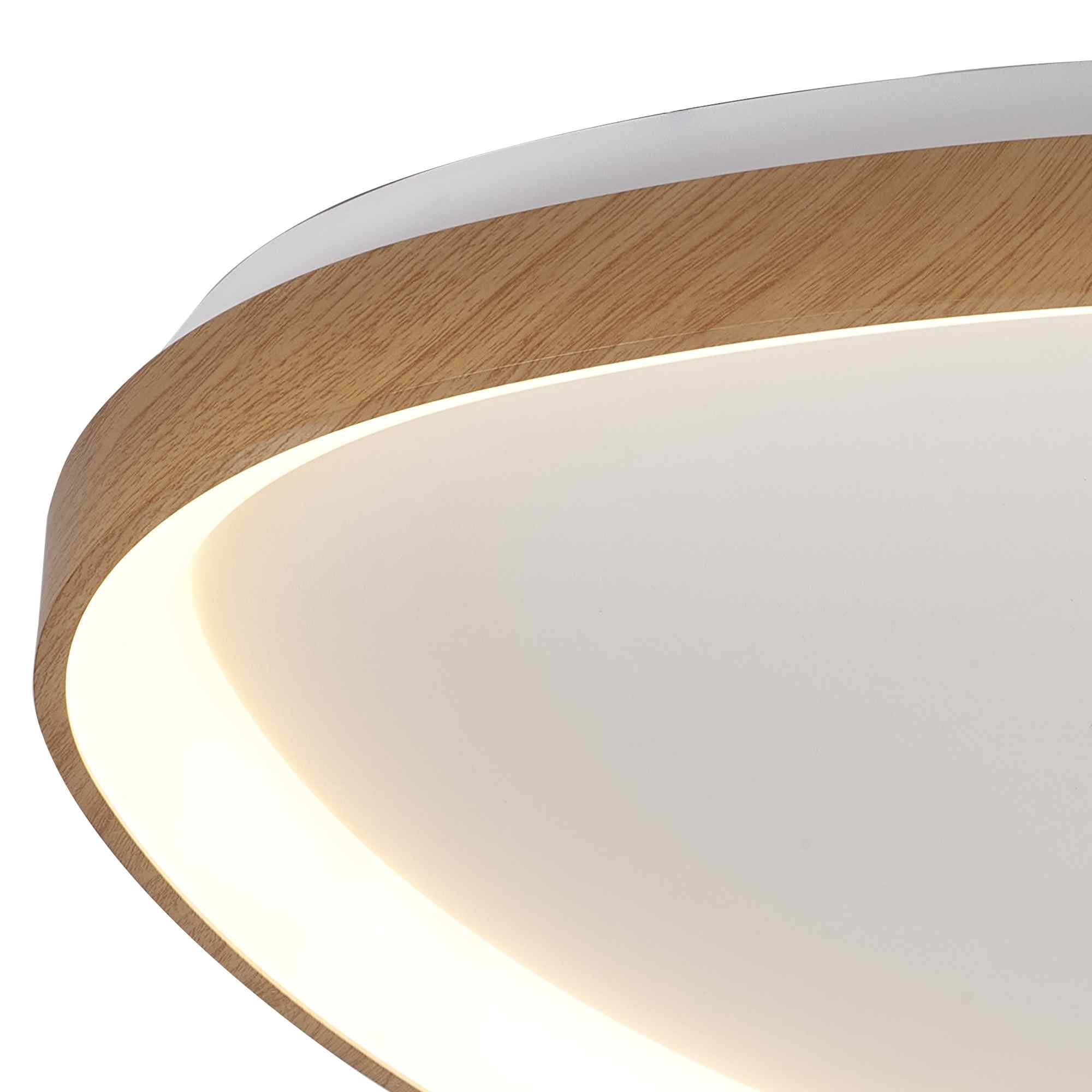 M8636 Niseko II Triangular LED Flush Ceiling Light 61cm Remote Control Wood