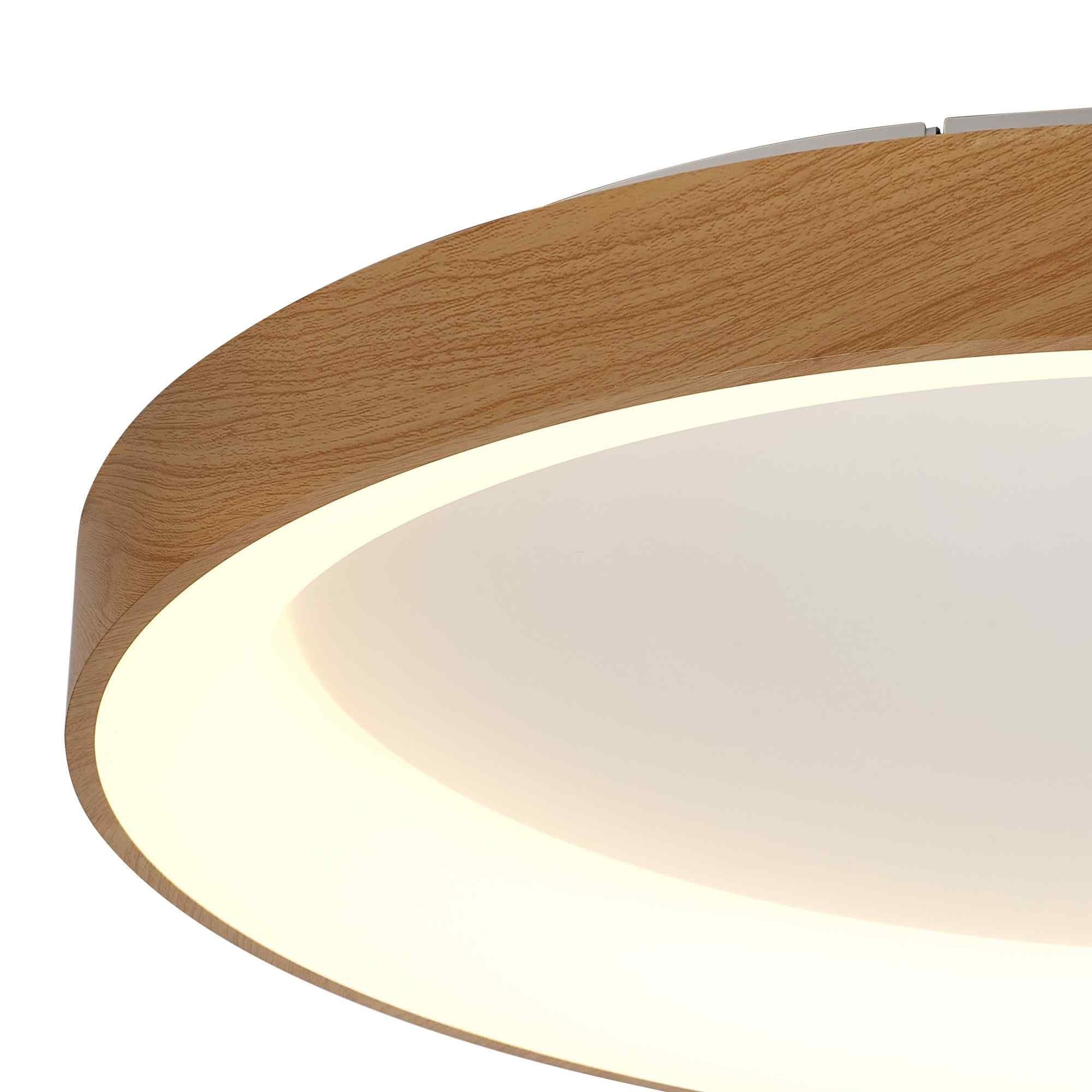 M8644 Niseko II Ring LED Flush Ceiling Light 78cm Remote Control Wood