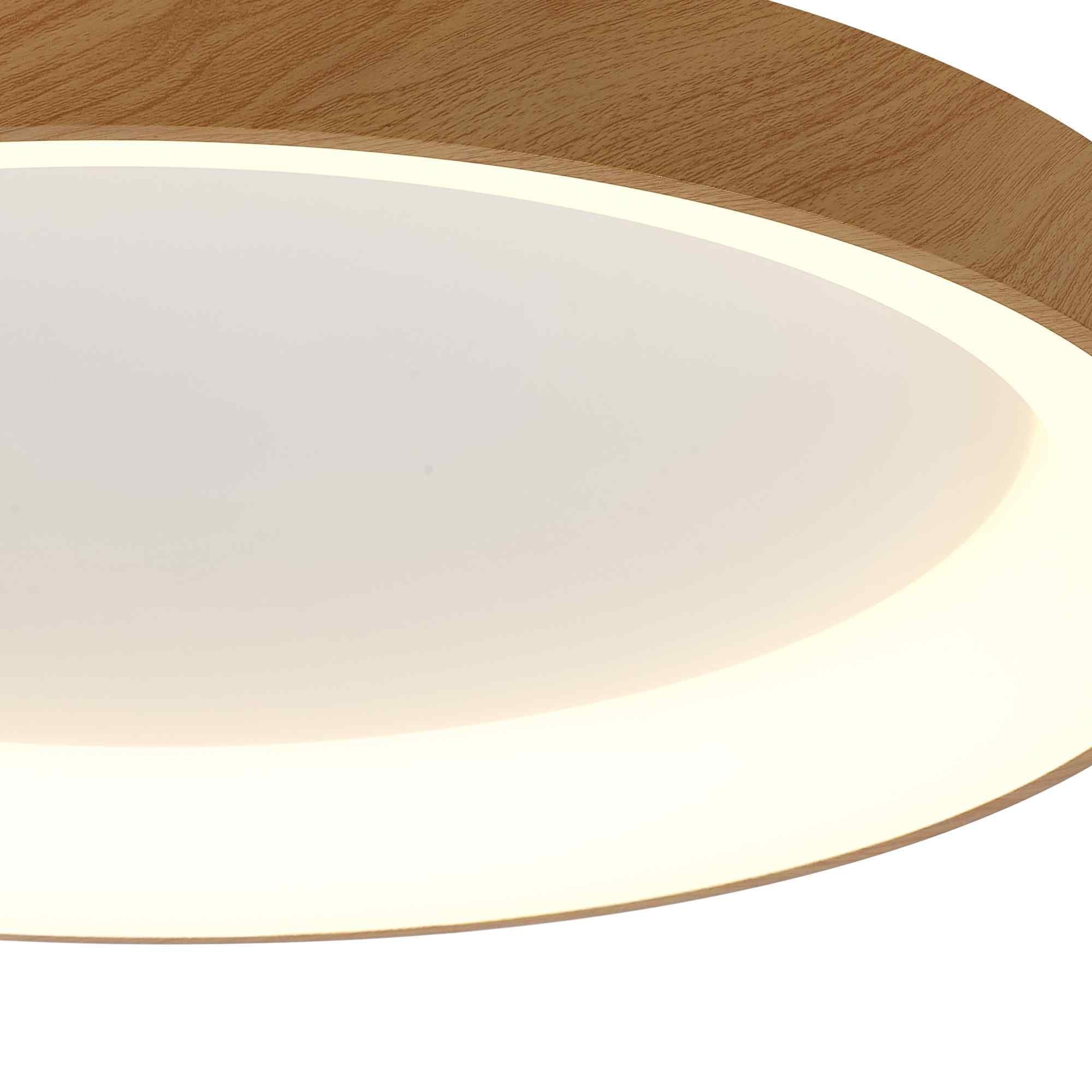 M8644 Niseko II Ring LED Flush Ceiling Light 78cm Remote Control Wood