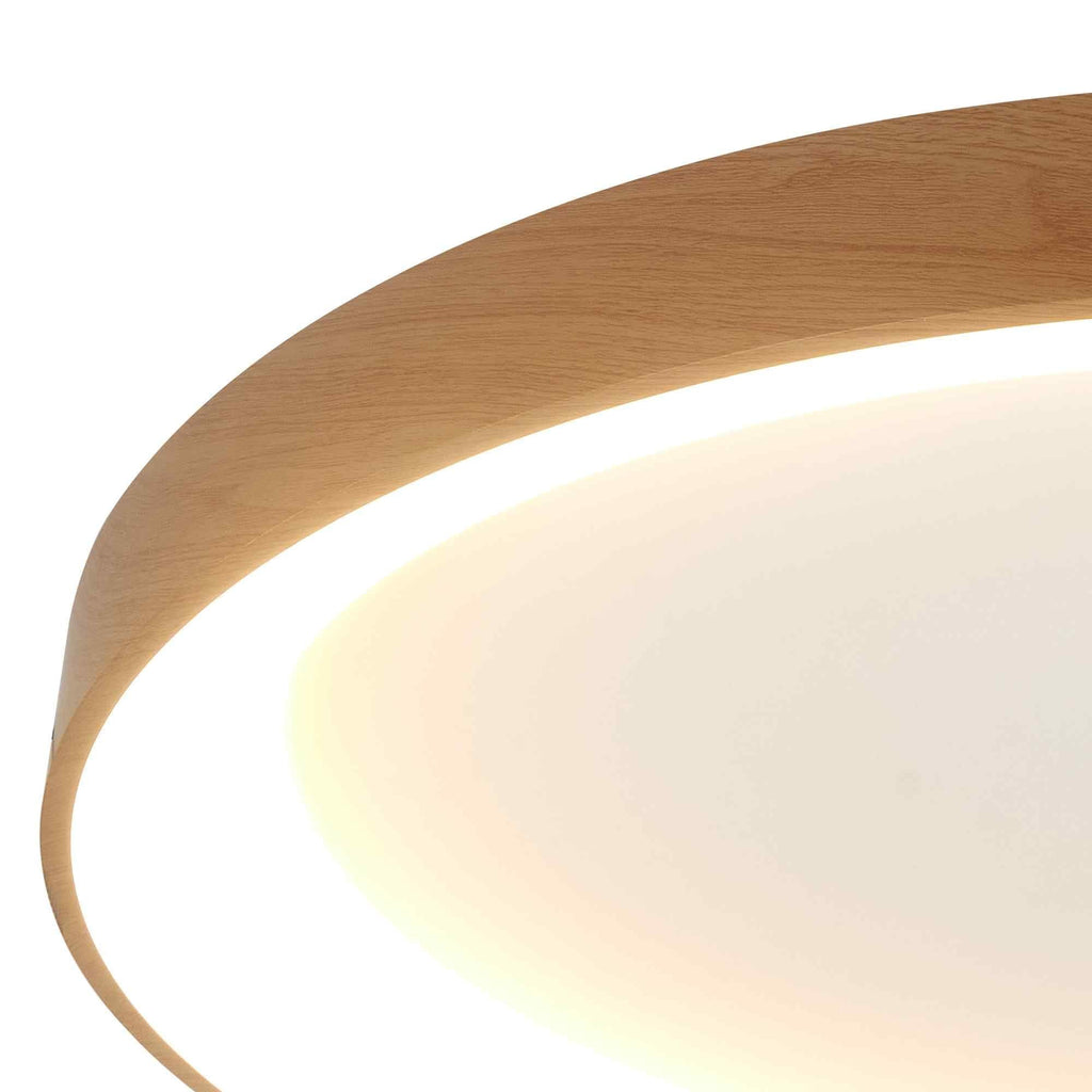 M8643 Niseko II Ring LED Flush Ceiling Light 90cm Remote Control Wood