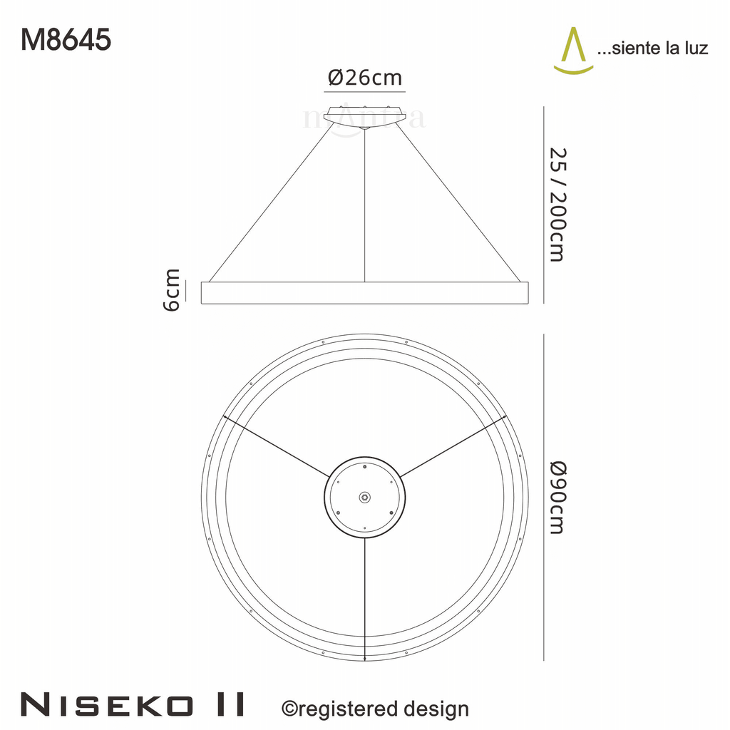 M8645 Niseko II Ring LED Pendant 90cm Remote Control White