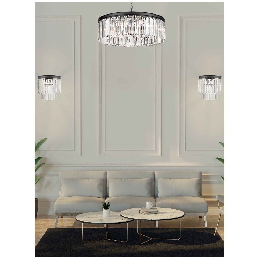 FL2413-3 Perdita 3 Light Wall Light Black Crystal