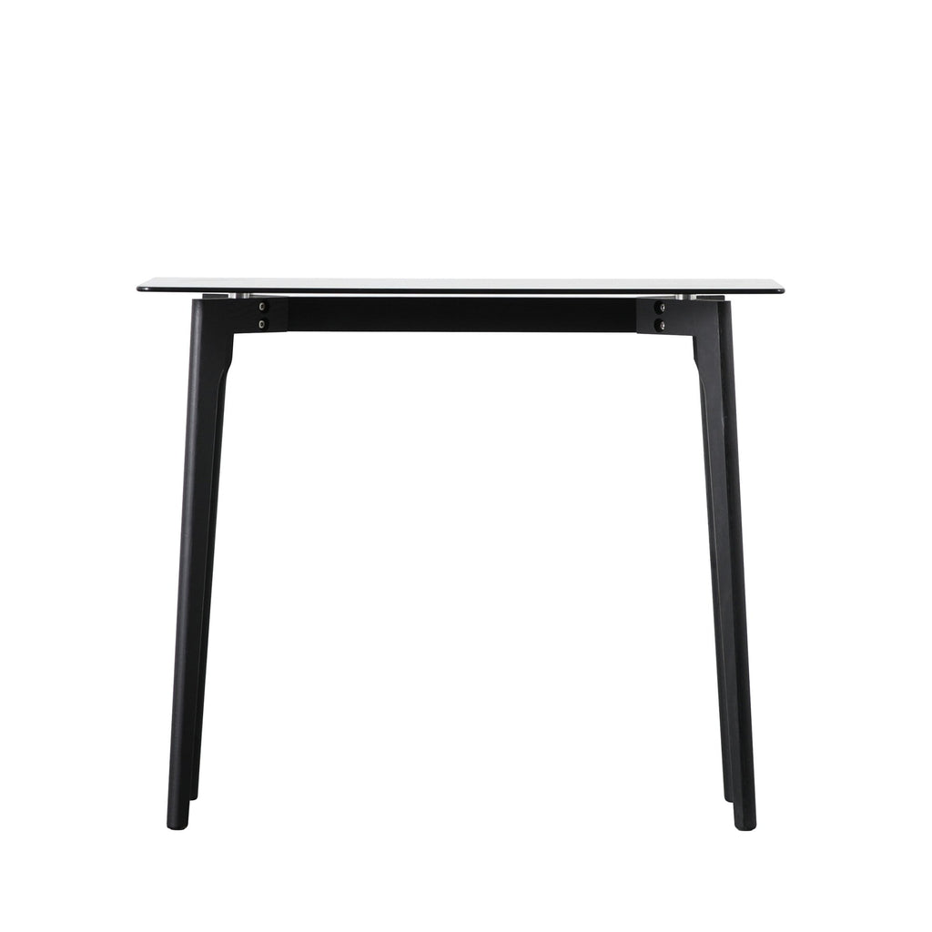 109461 Black Stained Oak And Glass Top Console Table