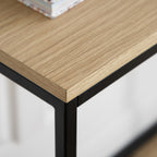 109470 Natural Oak Veneer And Matt Black Console Table