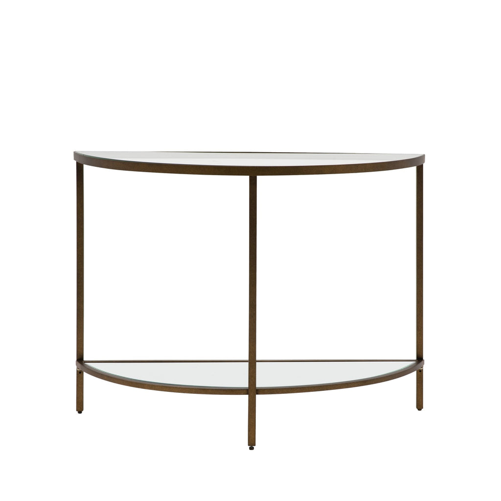 109473 Aged Gold Leaf Demi Lune Console Table