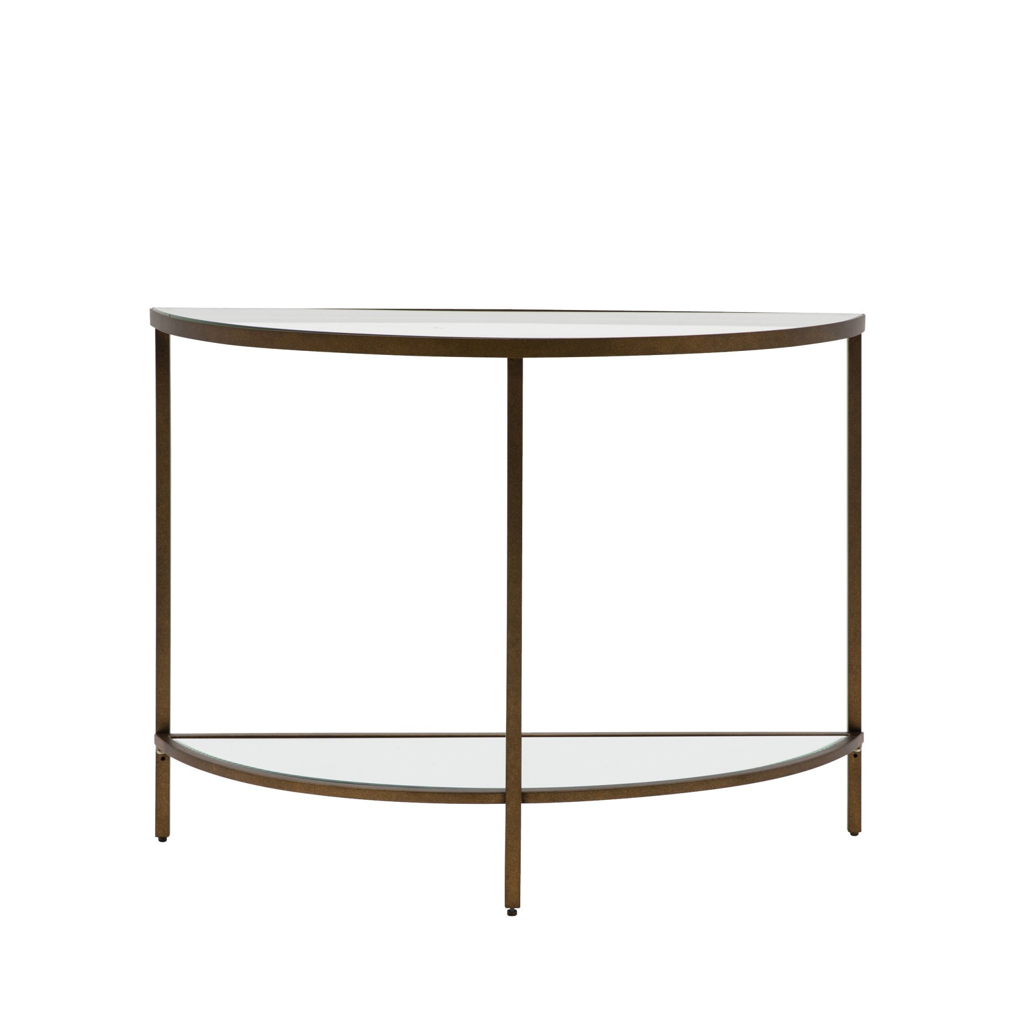 109473 Aged Gold Leaf Demi Lune Console Table