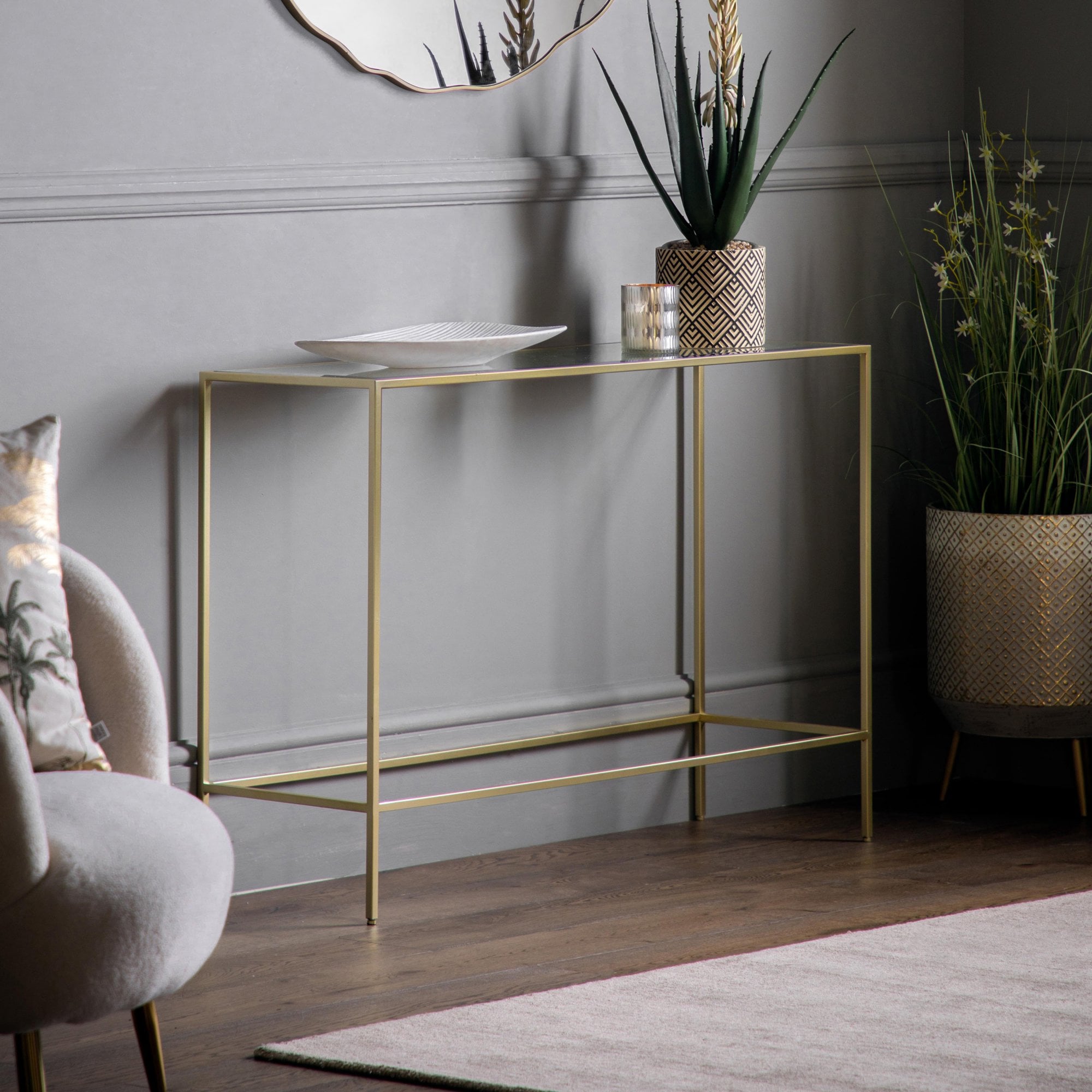 109488 Champagne Gold Console Table