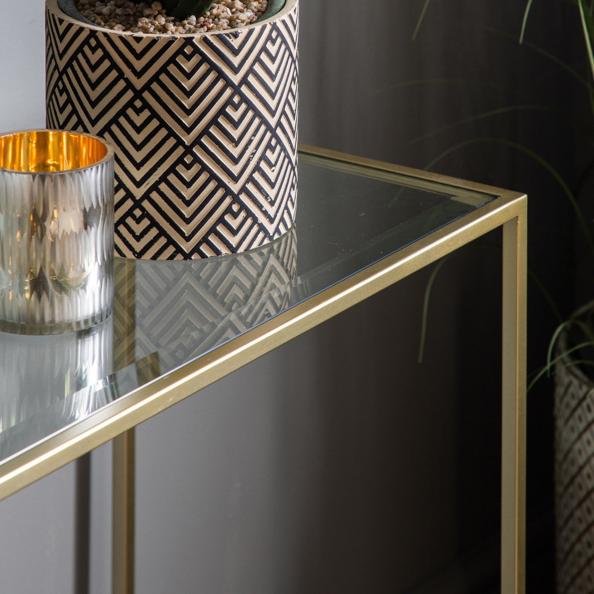 109488 Champagne Gold Console Table