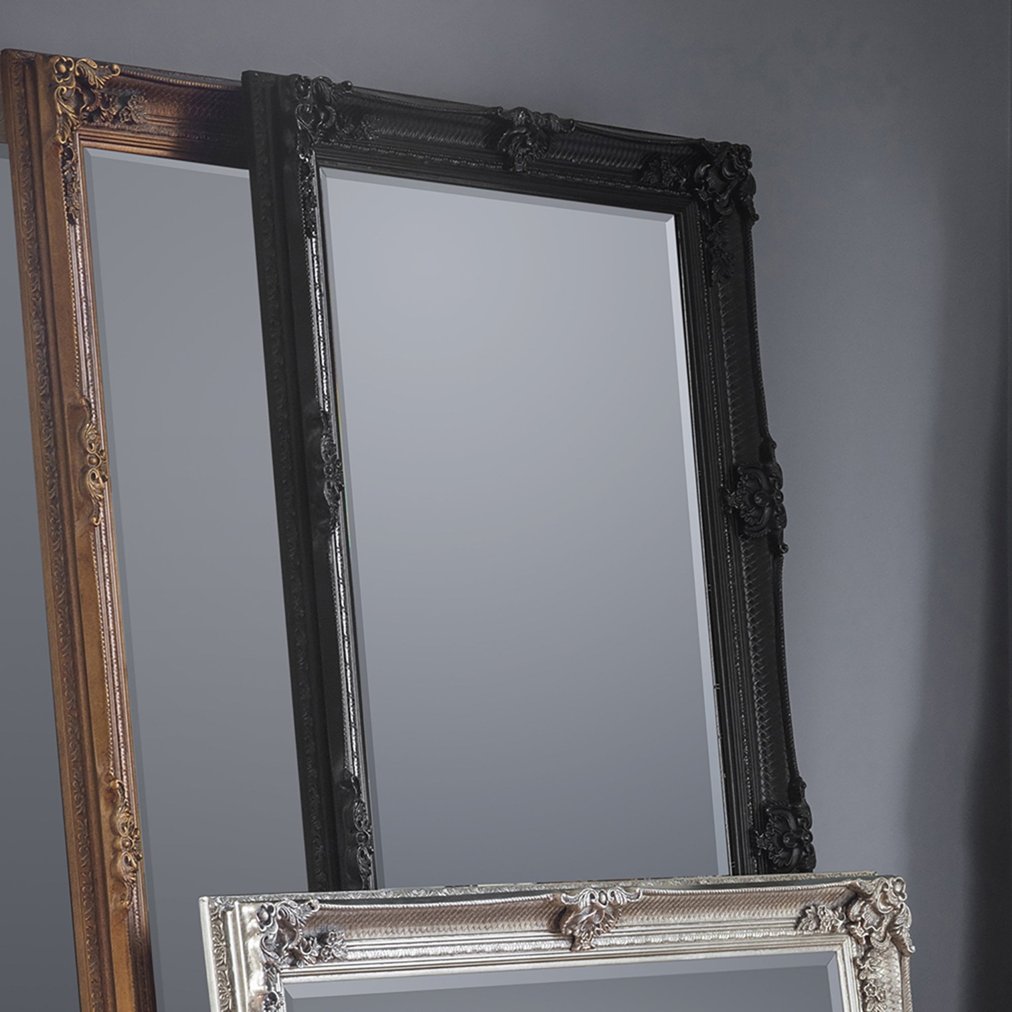 109493 Black Wood Rectangle Leaner Mirror