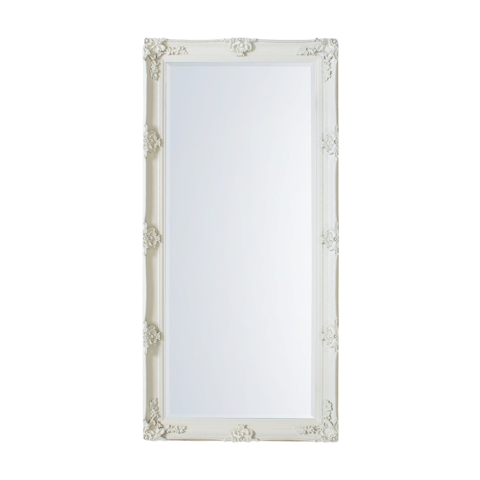109494 Cream Wood Rectangle Leaner Mirror