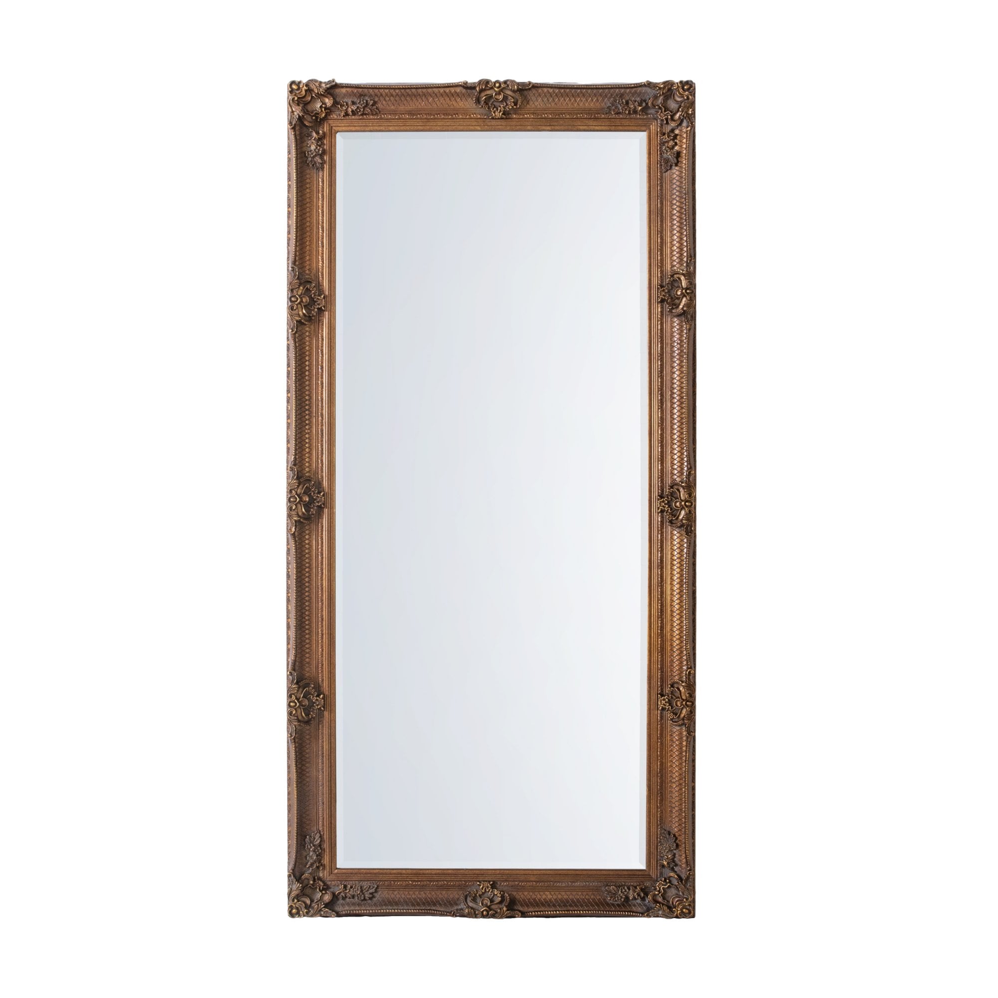 109495 Aged Gold Wood Rectangle Leaner Mirror