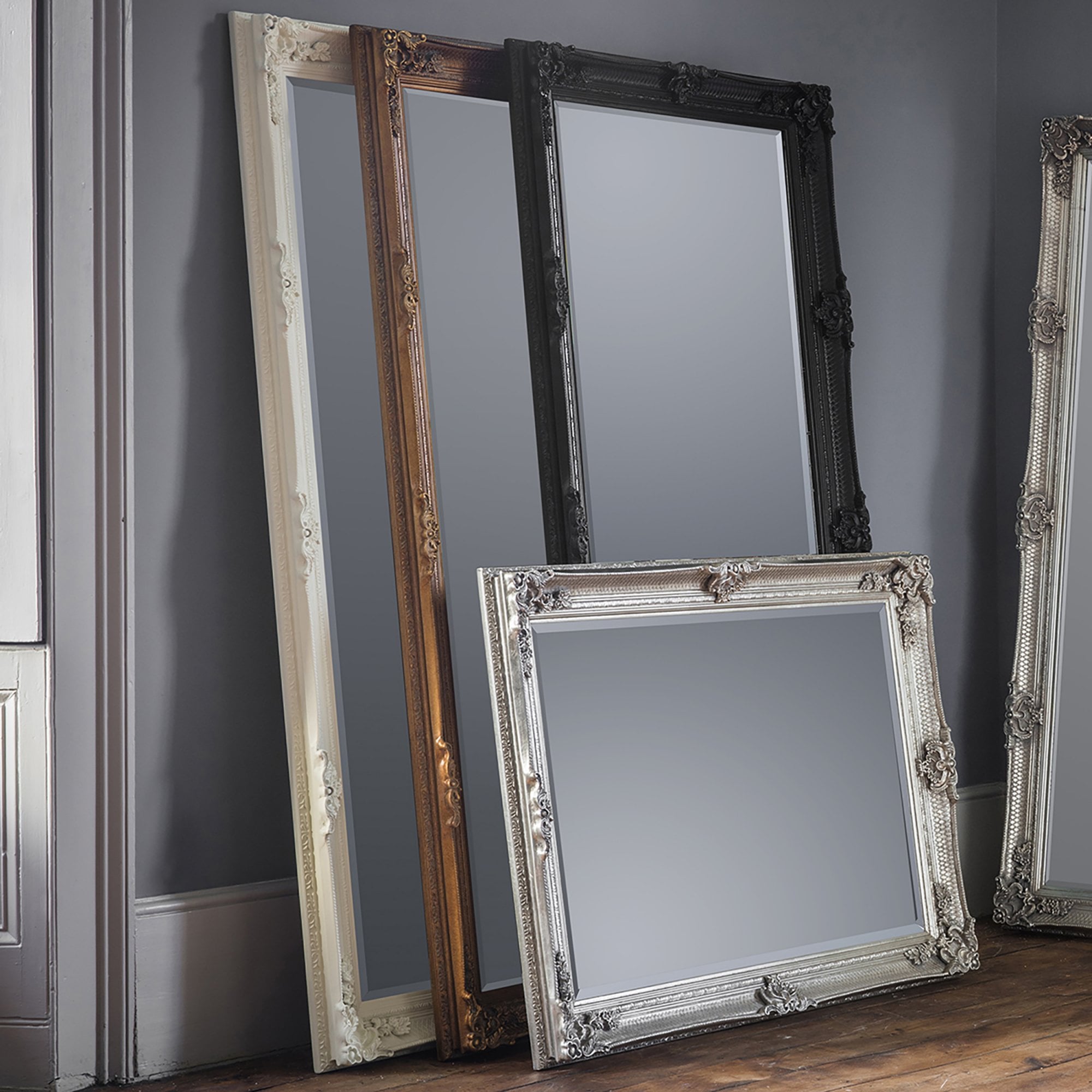 109495 Aged Gold Wood Rectangle Leaner Mirror