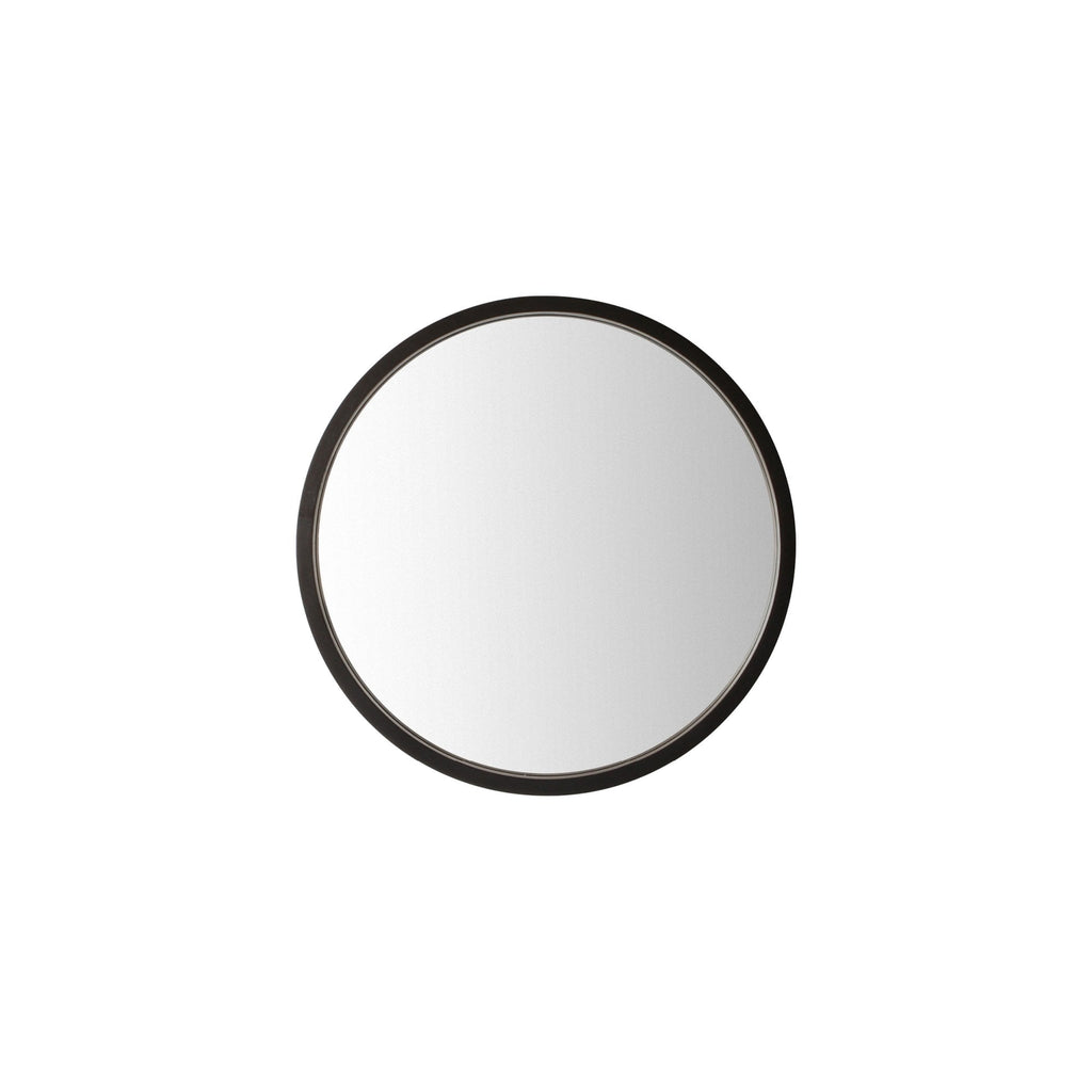 109525 Solid Wooden Charcoal Black Round Mirror