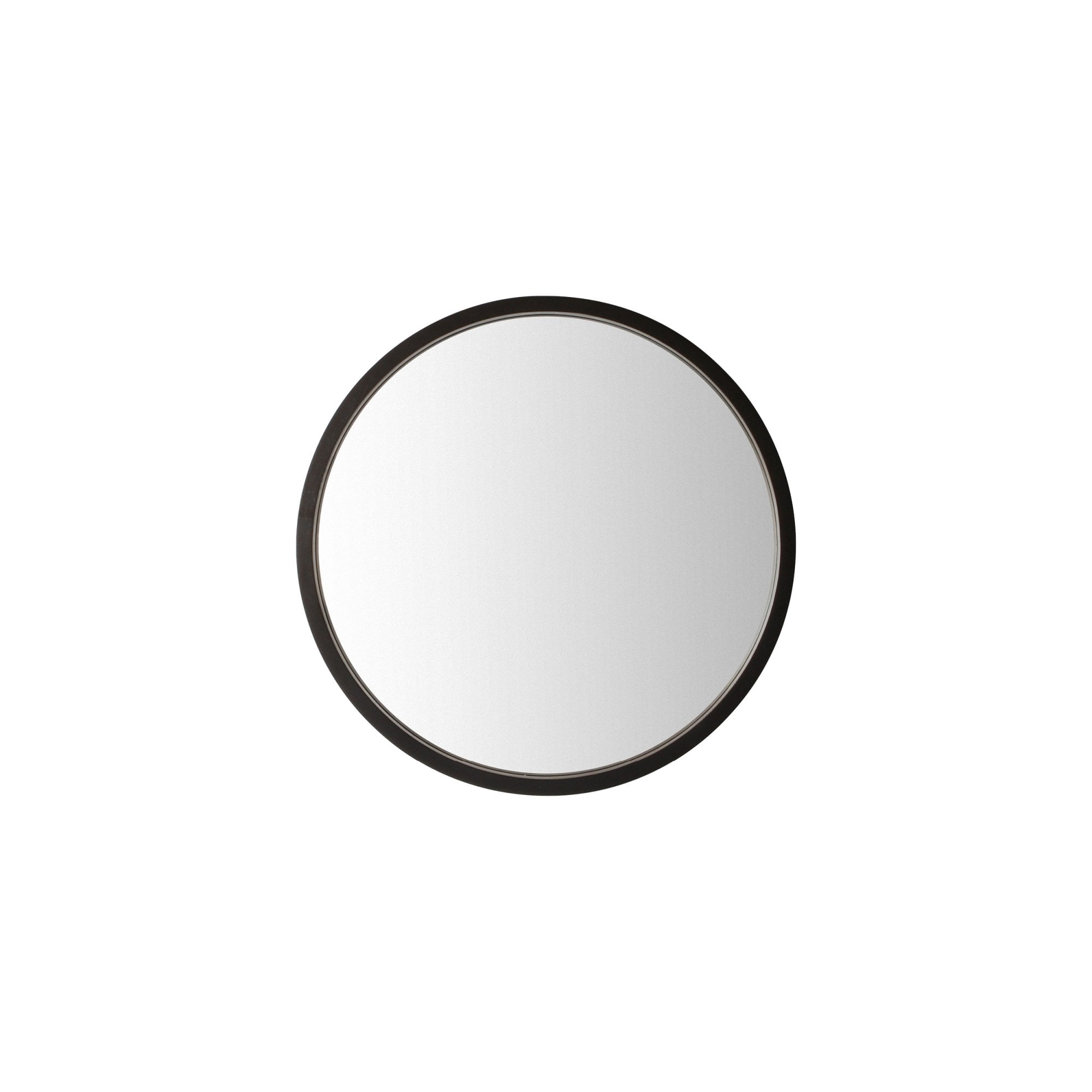 109525 Solid Wooden Charcoal Black Round Mirror