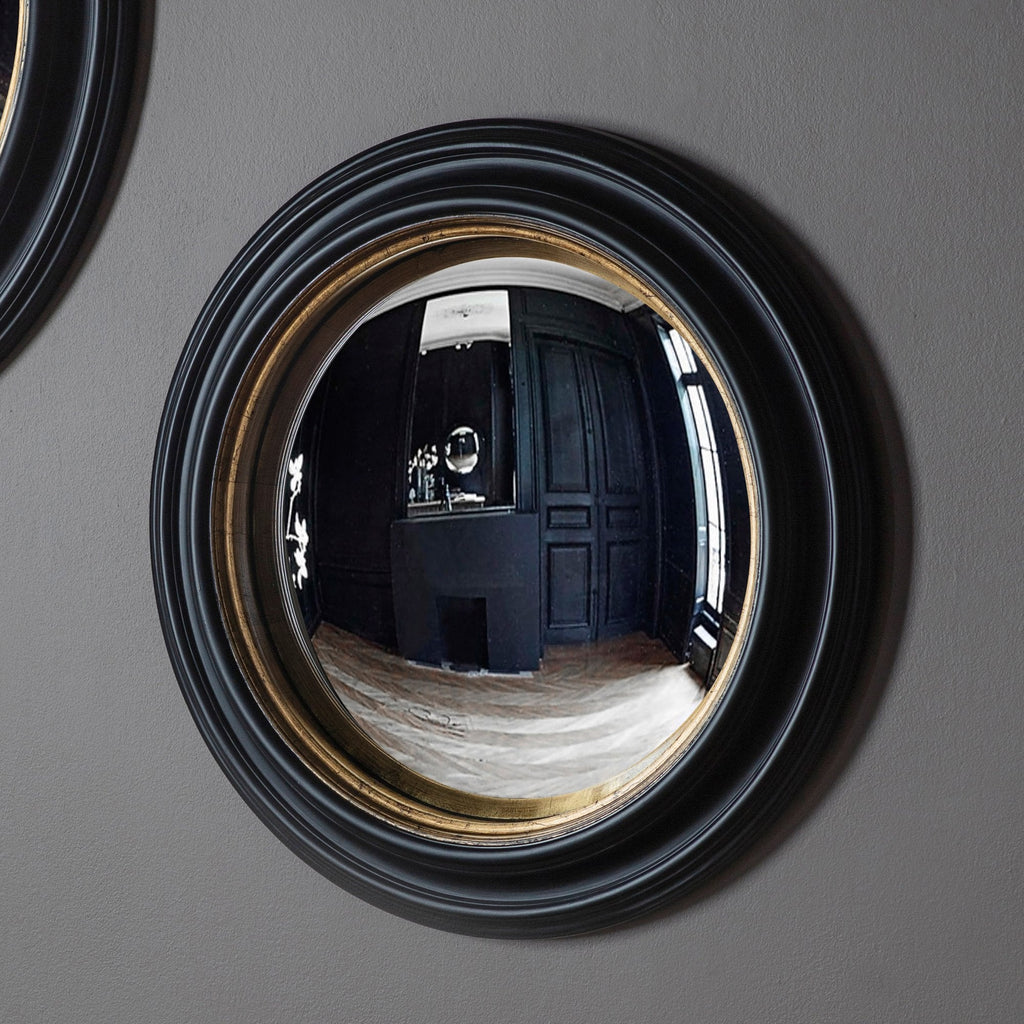 109737 Matt Black Medium Round Convex Mirror