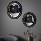 109737 Matt Black Medium Round Convex Mirror