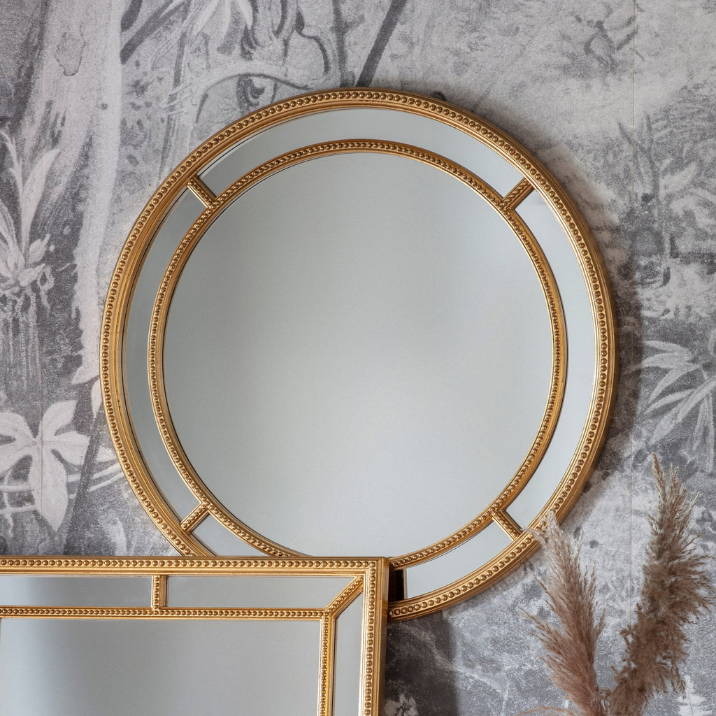 109752 Antique Gold Round Mirror