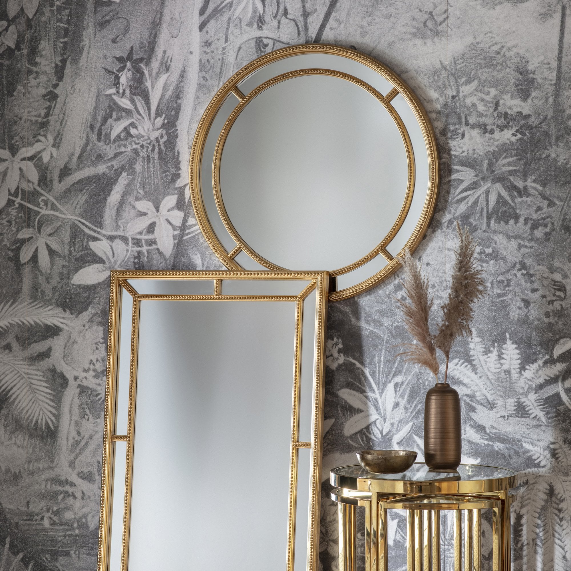 109752 Antique Gold Round Mirror