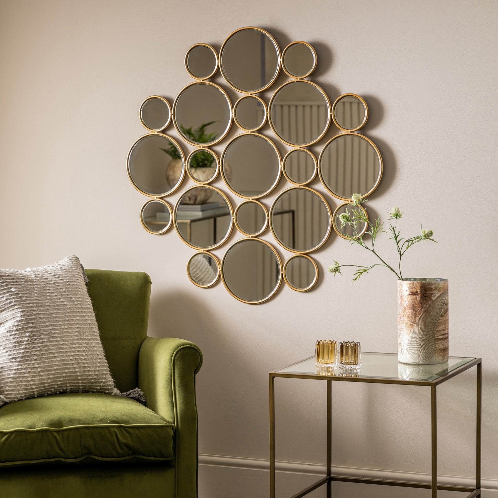 109774 Satin Gold Interlinking Decorative Mirror
